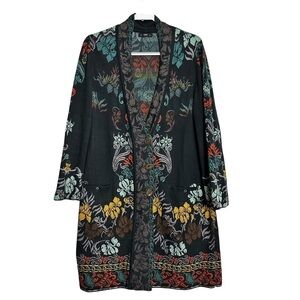 IVKO Women Floral Embroidery Long Knit Coat